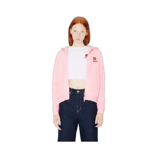Boke Flower Crest Hooded Embroidered Zip-Up Cardigan