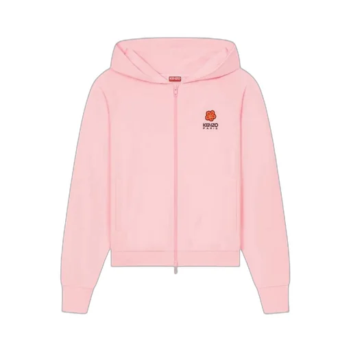 Boke Flower Crest Hooded Embroidered Zip-Up Cardigan