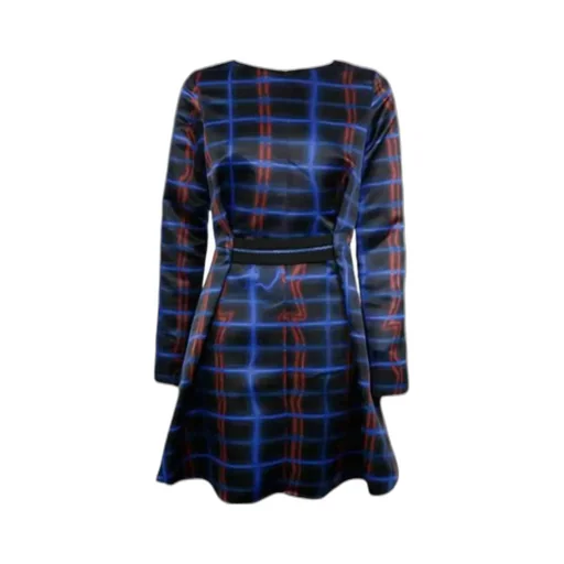 Long-Sleeved Plaid Dress
