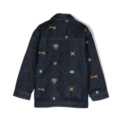 Logo Embroidered Button-Up Denim Jacket