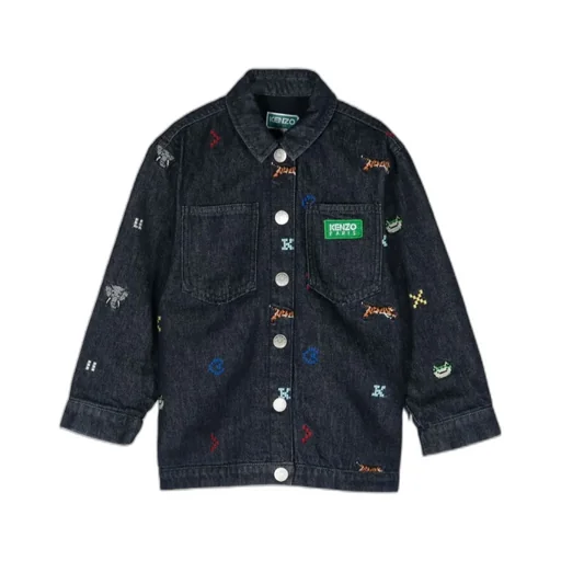 Logo Embroidered Button-Up Denim Jacket