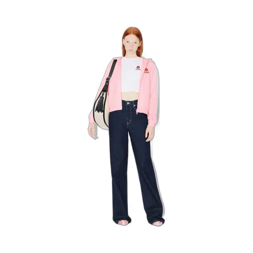 Boke Flower Crest Hooded Embroidered Zip-Up Cardigan