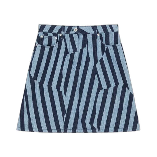 Striped Denim Mini Skirt