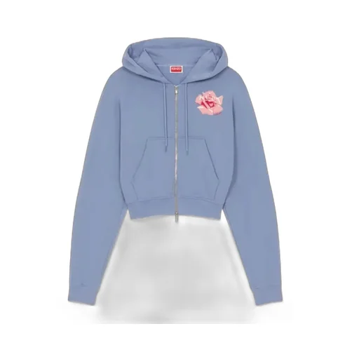 Rose Printed Zipped Hoodie