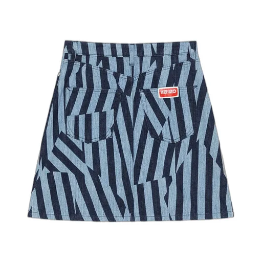 Striped Denim Mini Skirt