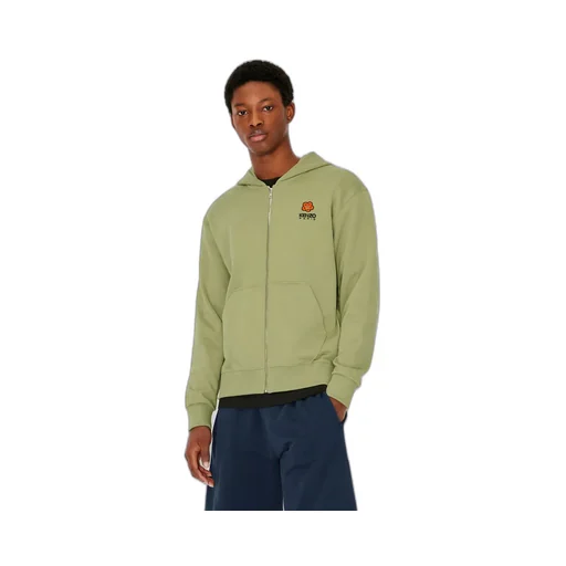 Hooded Zipped Boke Flower Crest Jumper