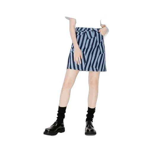 Striped Denim Mini Skirt
