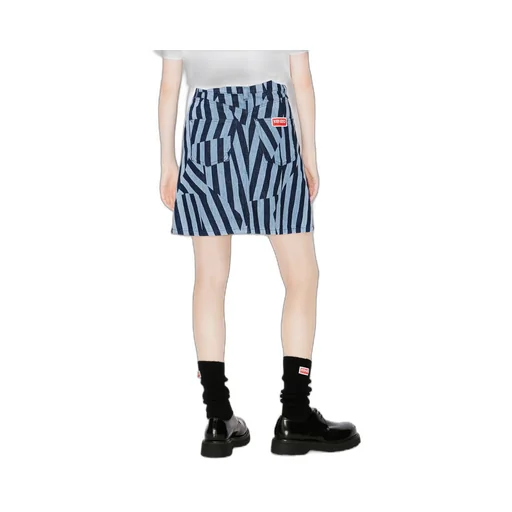 Striped Denim Mini Skirt