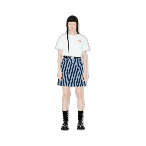 Striped Denim Mini Skirt