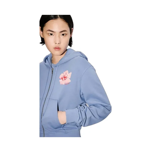 Rose Printed Zipped Hoodie