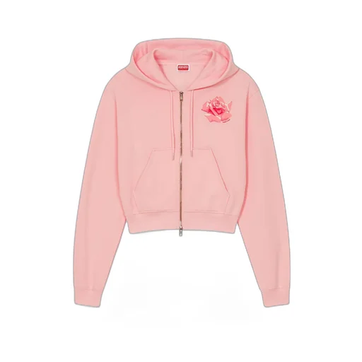 Rose Printed Zipped Hoodie