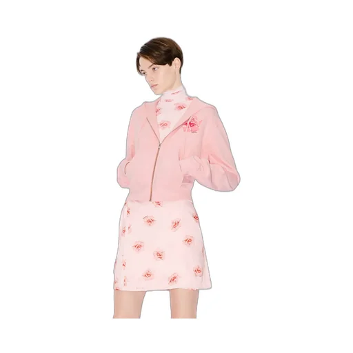 Rose Printed Zipped Hoodie