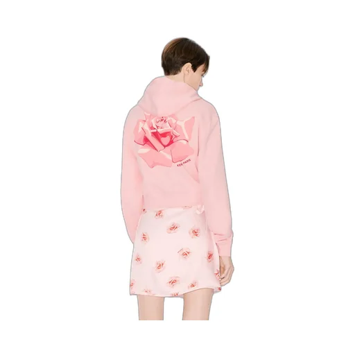 Rose Printed Zipped Hoodie