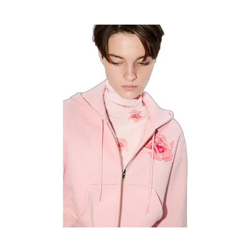 Rose Printed Zipped Hoodie