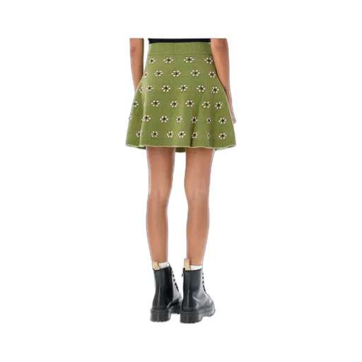 Floral-Motif Knitted Skirt