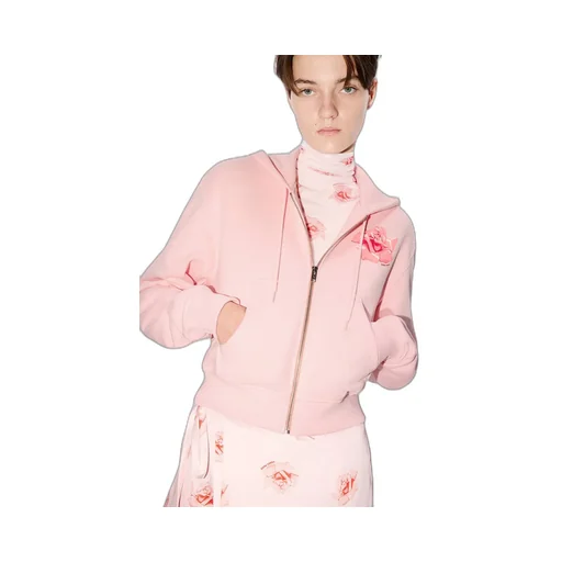 Rose Printed Zipped Hoodie