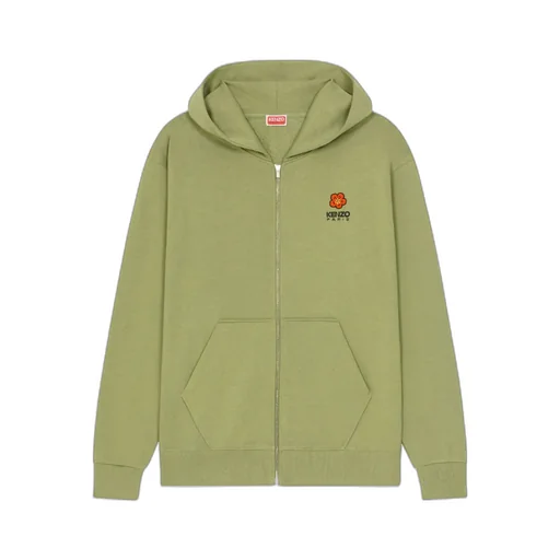 Hooded Zipped Boke Flower Crest Jumper