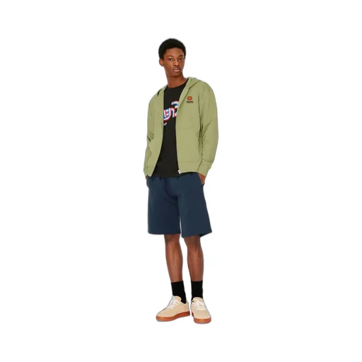 Hooded Zipped Boke Flower Crest Jumper