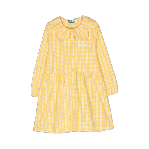 Logo Embroidered Plaid-Check Patterned Dress