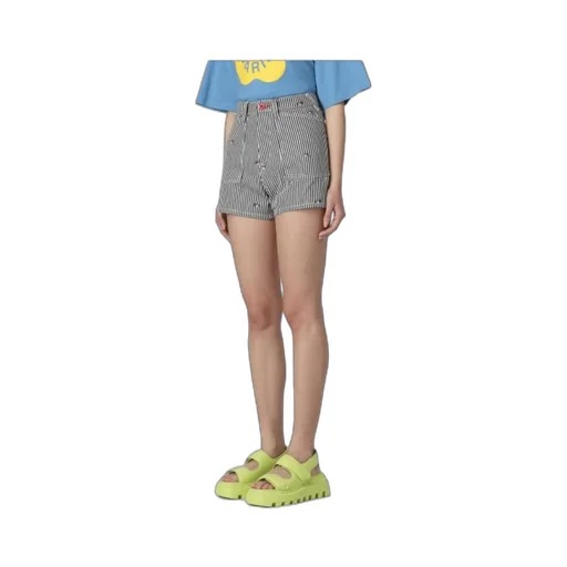 Striped Embroidered High-Waisted Shorts