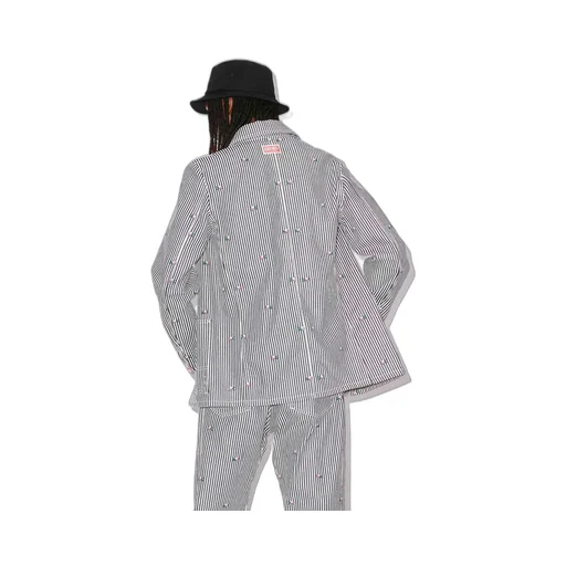 Pixel Striped Denim Workwear Jacket