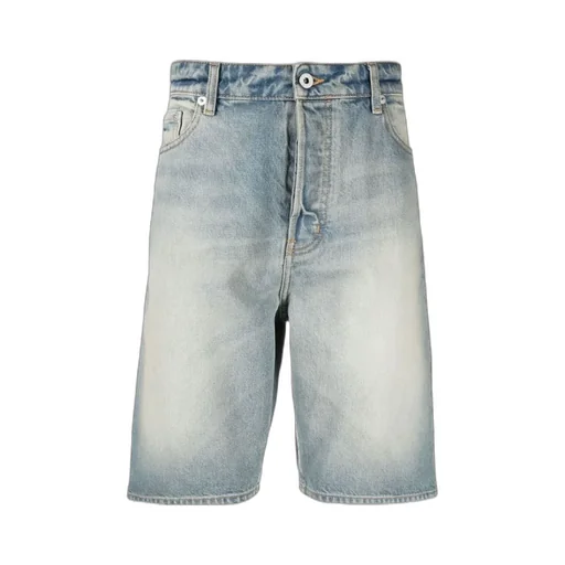 Knee-Length Faded Denim Shorts