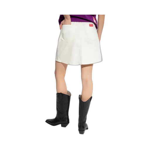 Logo Patch Denim Mini Skirt