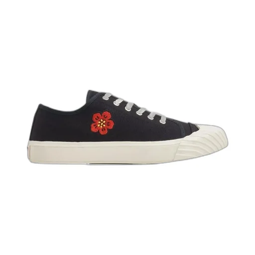 Flower Embroidered Lace-Up Sneakers