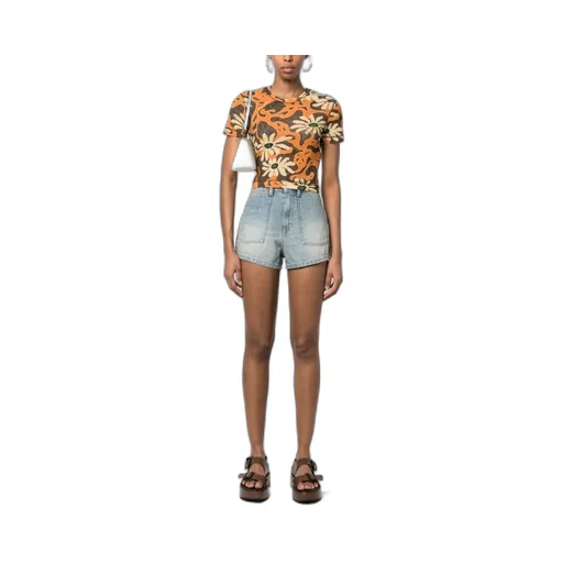 Logo Patch Denim Shorts