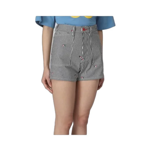 Striped Embroidered High-Waisted Shorts