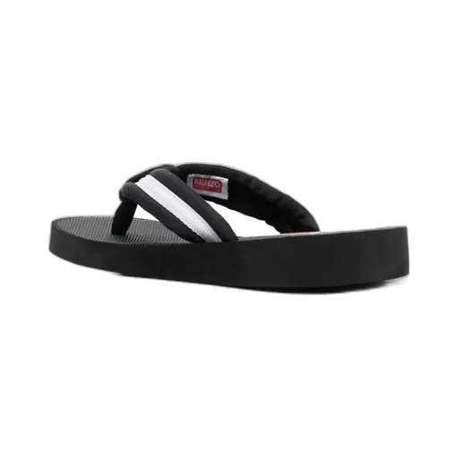 Logo Patch Striped Slip-On Flip Flops