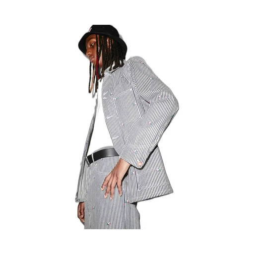 Pixel Striped Denim Workwear Jacket