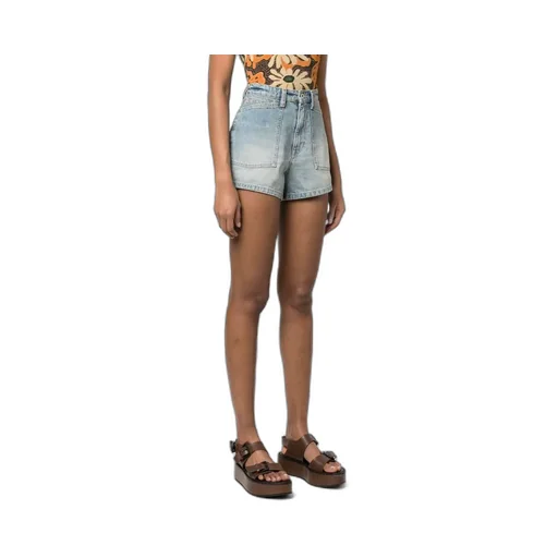 Logo Patch Denim Shorts
