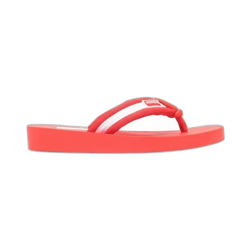 Logo Patch Striped Slip-On Flip Flops