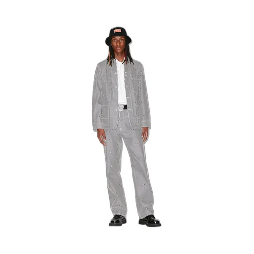 Pixel Striped Denim Workwear Jacket