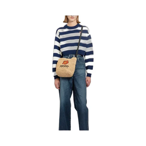 Logo-Patch Crewneck Striped Cropped Jumper