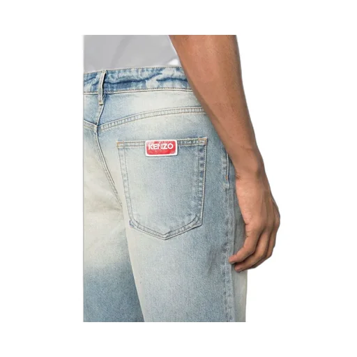Knee-Length Faded Denim Shorts