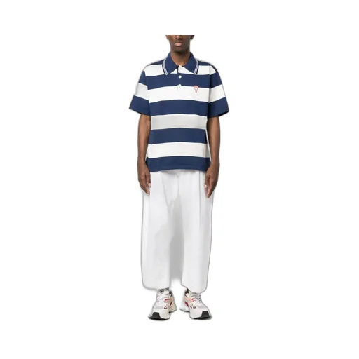 Logo-Patch Short-Sleeved Striped Polo Shirt