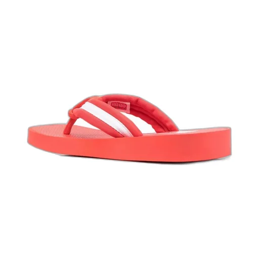 Logo Patch Striped Slip-On Flip Flops