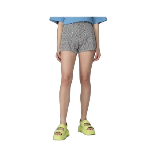 Striped Embroidered High-Waisted Shorts