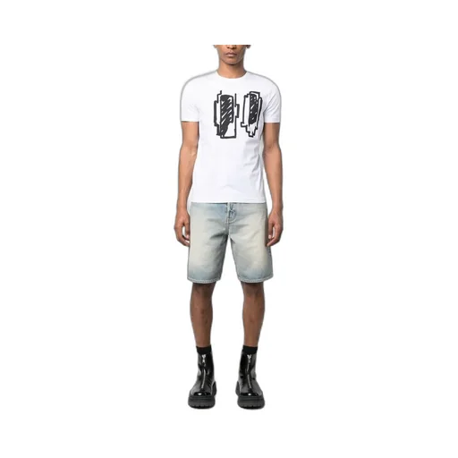 Knee-Length Faded Denim Shorts
