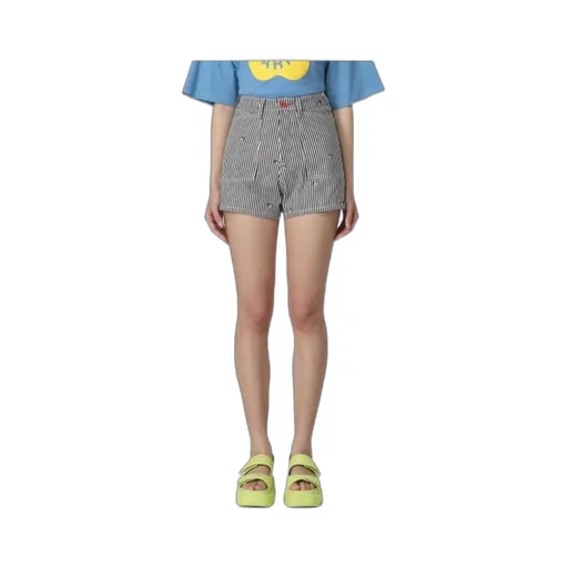Striped Embroidered High-Waisted Shorts