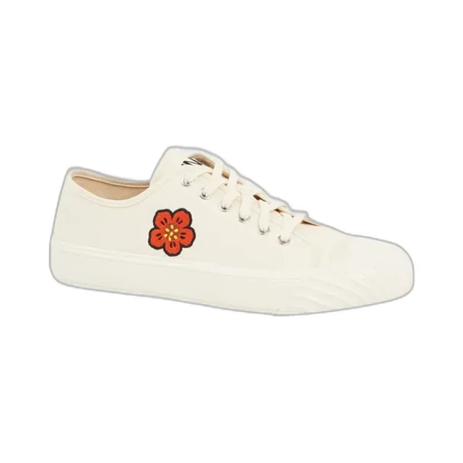 Flower Embroidered Lace-Up Sneakers