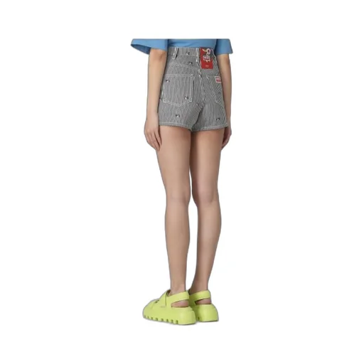 Striped Embroidered High-Waisted Shorts