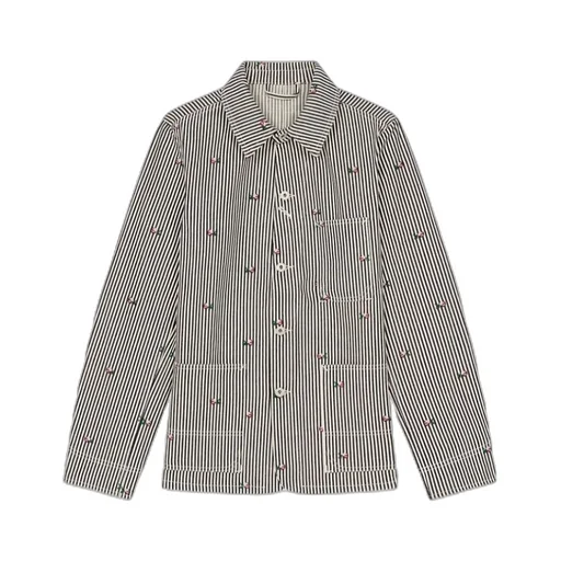Pixel Striped Denim Workwear Jacket