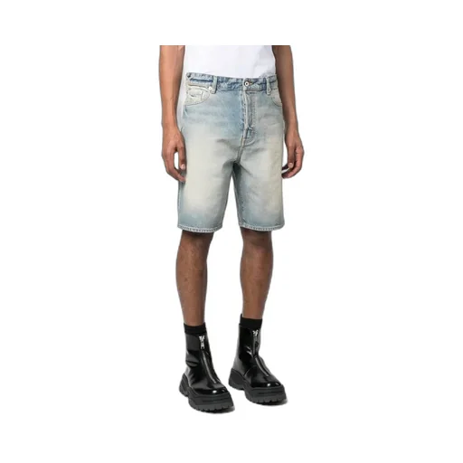 Knee-Length Faded Denim Shorts