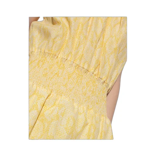 Gingham Snakeskin-Print A-Line Dress
