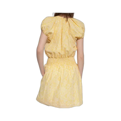Gingham Snakeskin-Print A-Line Dress