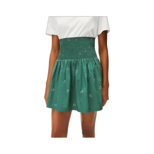 Smocked Bandana-Print Mini Skirt