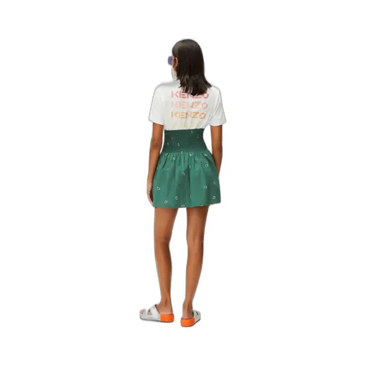 Smocked Bandana-Print Mini Skirt